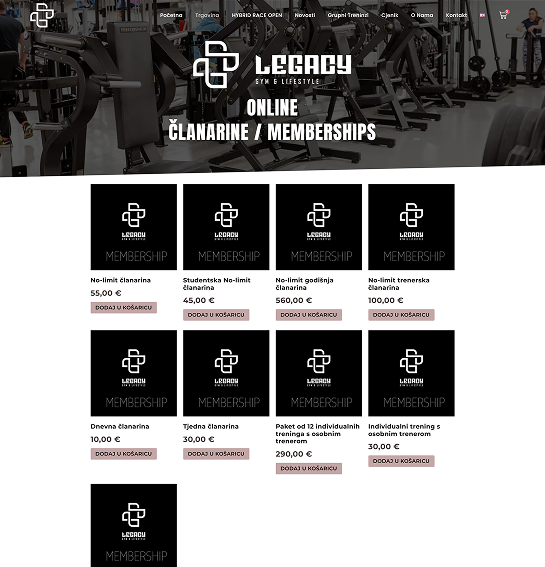 Legacy Gym Webshop